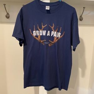 “Grow a pair” gildan blue hunting tshirt size large